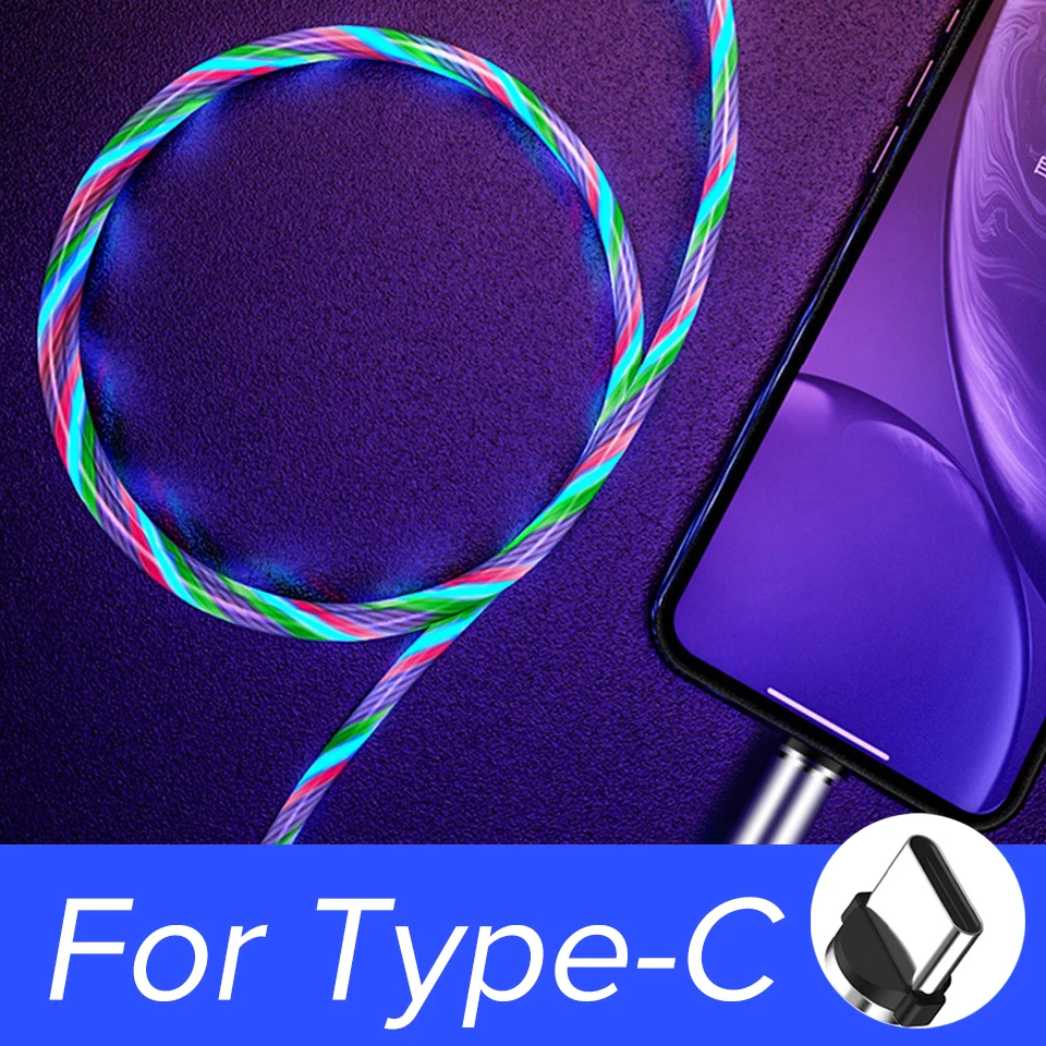 Type C Магнитный кабель Venroii Micro usb type-C для телефона samsung, освещение, магнитное зарядное устройство type C, зарядный провод для передачи данных для huawei Xiaomi 8 - Цвет: Type C