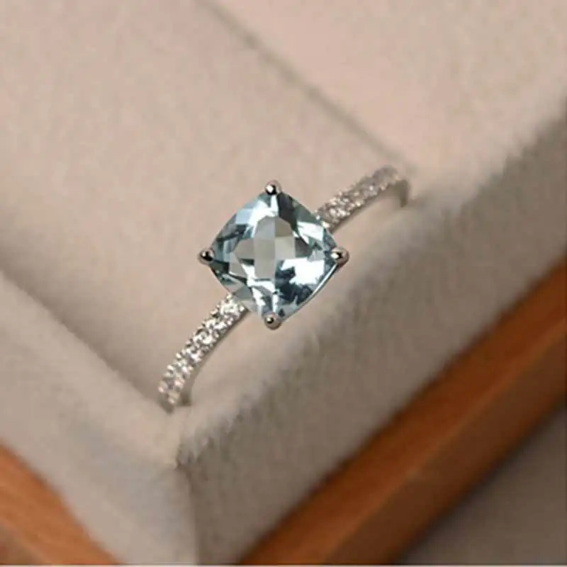 Модные квадратные кольца AAA + с фианитом для женщин белое золото свадебные