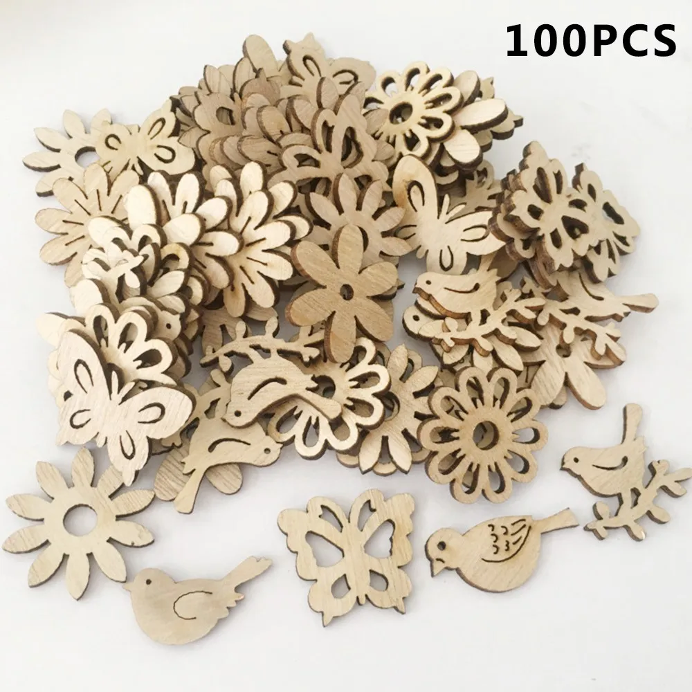 100 шт Новогодняя Деревянная Рождественская елка орнамент деревянные подвесные