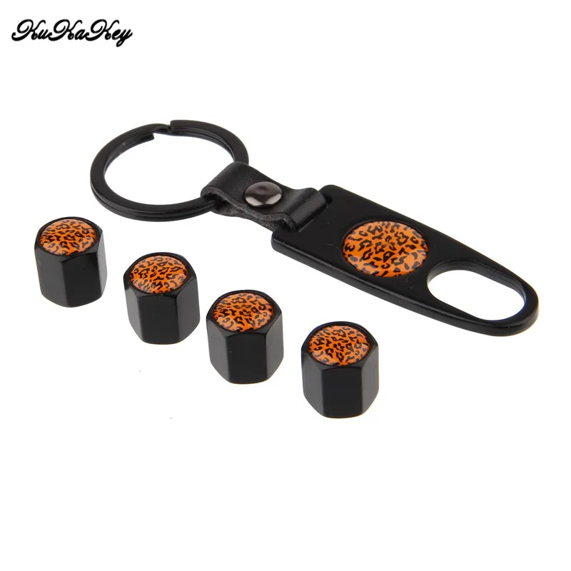 4pcs Leopard Print Car Tire Valve Caps with Keychain Motorcycle Bicycle Wheel Air Cap for Porsche Cayenne 911 996 | Автомобили и