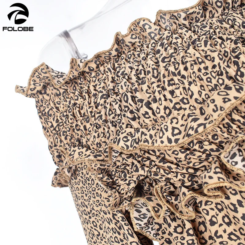 

FOLOBE Women Leopard Print Long Sleeve Off Shoulder Blouses Woman Party Club Blouse Ladies Summer Casual Tops Female Clothes