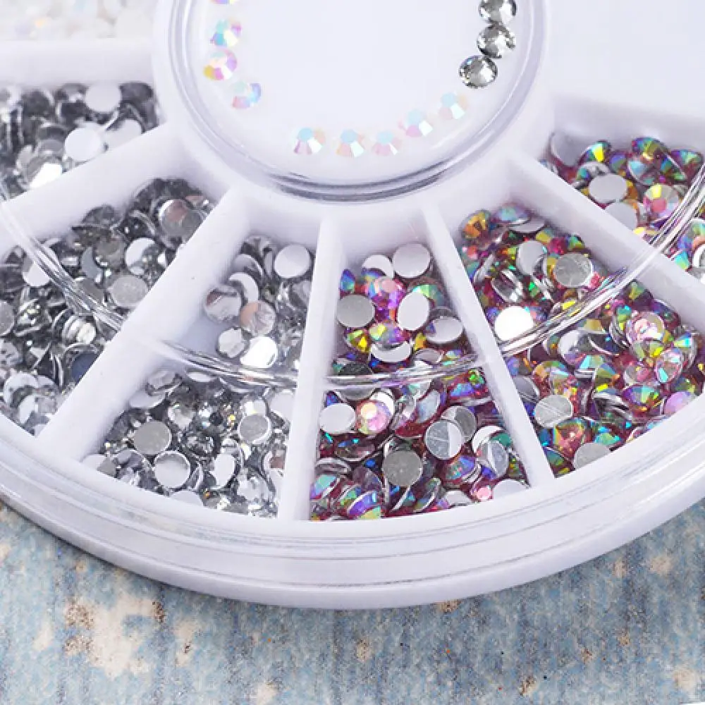 

80% Hot Sale DIY 3D Nail Art Tips Decoration Charms Round Wheel Crystal Glitter Rhinestones