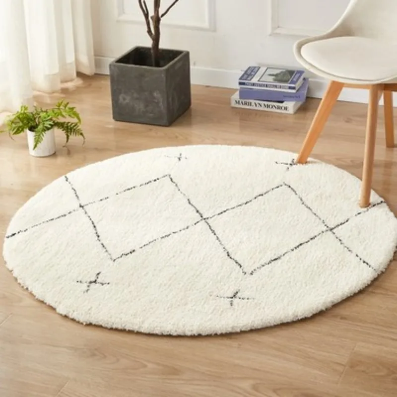 morocco black white geometric round carpet for living room home bedroom decor india cotton woven rug sofa coffee table floor mat free global shipping