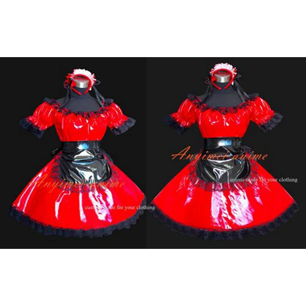 

Sexy Sissy Maid Dress Red Pvc Dress Uniform Dress Cosplay Costume Custom-made[G510]