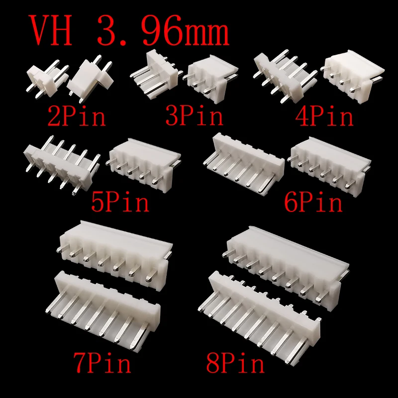 

20Pcs Straight Pin VH 3.96mm Pitch Male Plug Terminal Pin Header Connector 2P 3P 4P 5P 6P 7P 8Pin VH3.96 Connectors