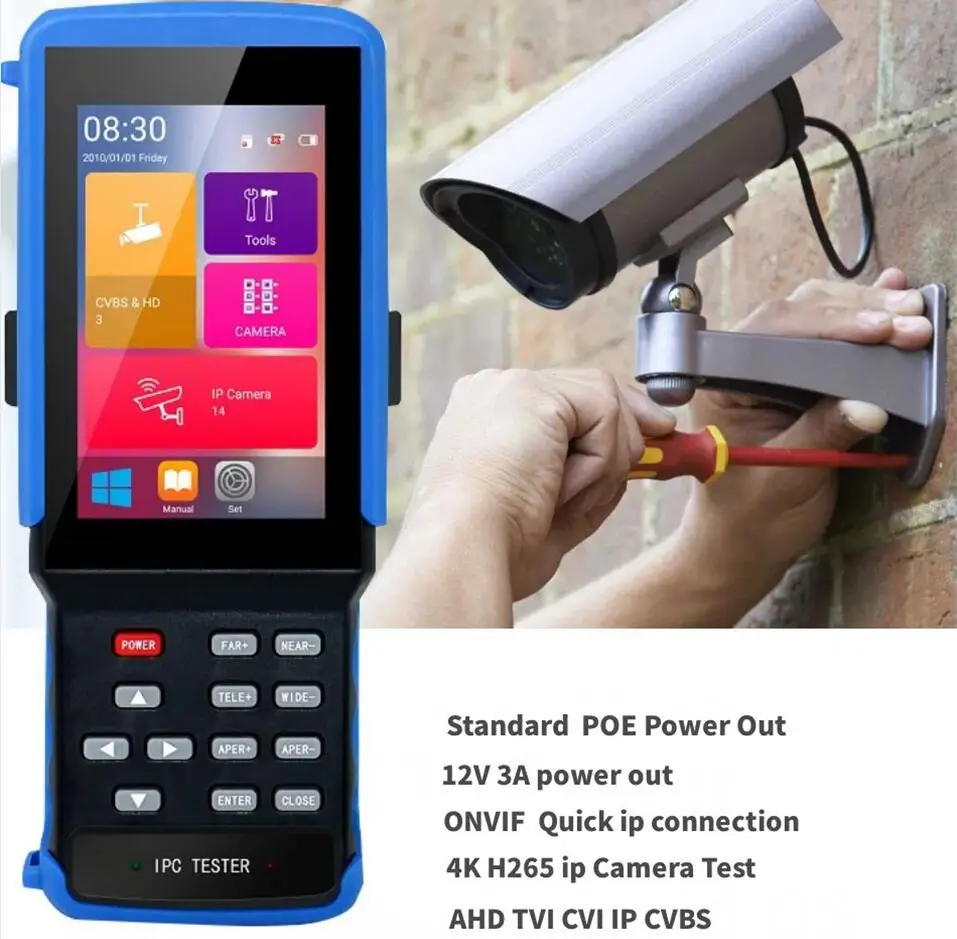 IPC 9310S H.265 4K IP CCTV Тестер Монитор AHD CVI TVI Аналоговый CVBS камеры 8MP 5MP RJ45 TDR WIFI ONVIF 12V3A