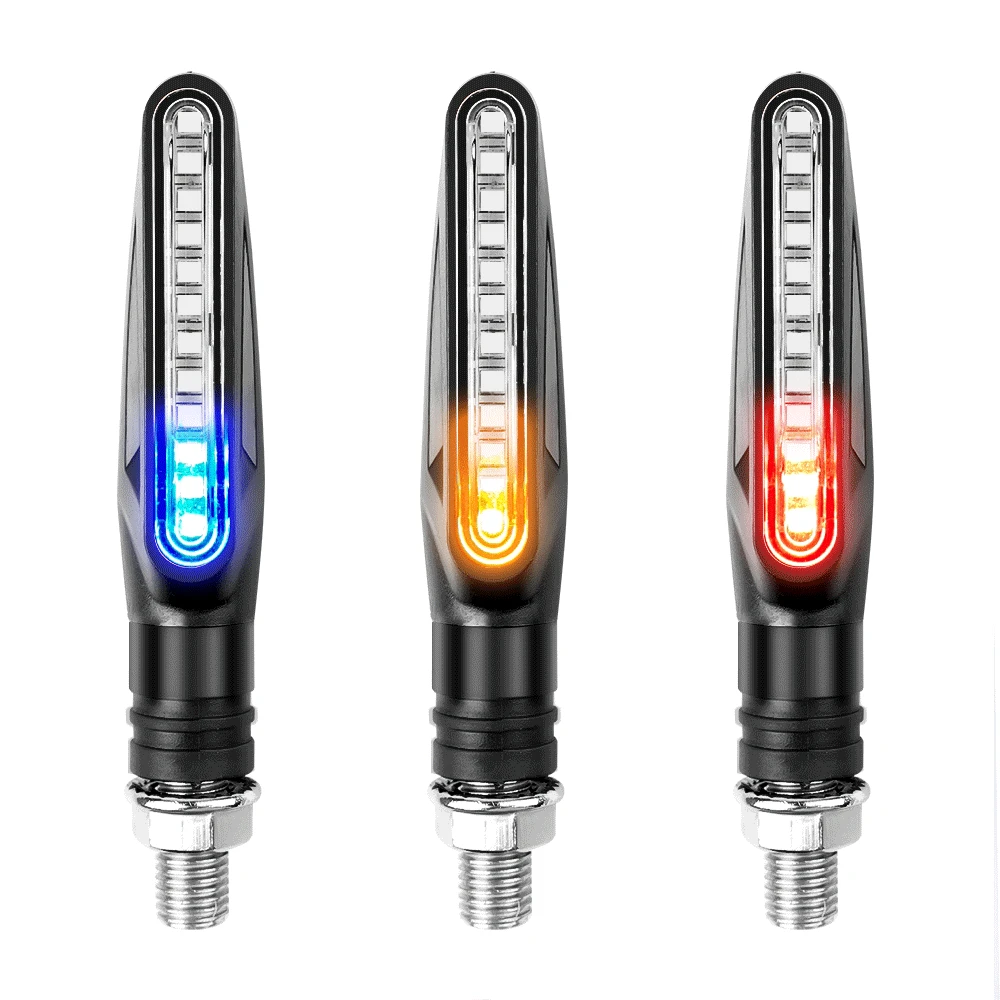 

2Pcs Motorcycle Turn Signal Light Brake Lamp Flowing Water Lighting Amber Light LED Flicker Bendable Tail Indicator Flasher