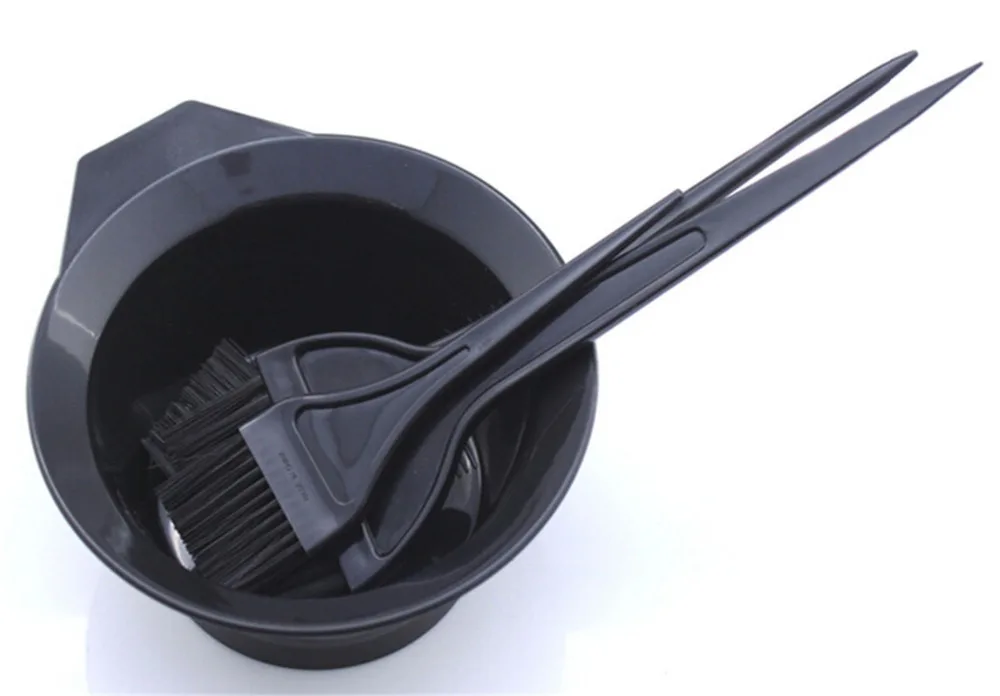 Набор мисок для смешивания цвета волос с 3 кисточками 4 шт. пластиковые