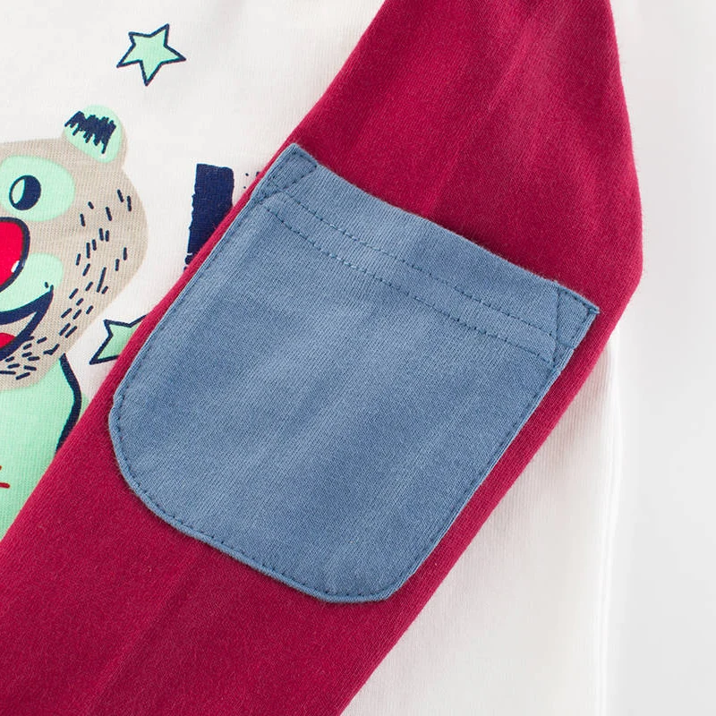 PatPat Guitar Bear Long-sleeve Tee For Boys Round neck Spring and Autumn Sports Casual Baby Boy Top | Мать и ребенок