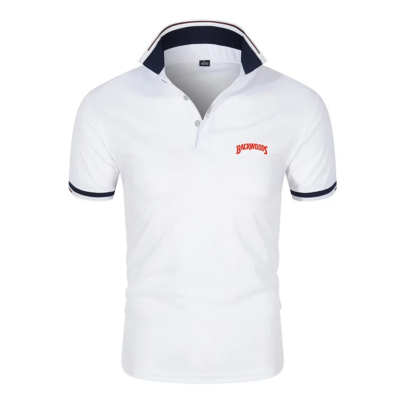 

New European size men's solid color short sleeve polo shirt casual cotton top in spring and summer of 2021