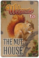 welcome to the nut house tin sign squirrel vintage tin sign metal sign wall decor home iron plate painting farmhouse home decor