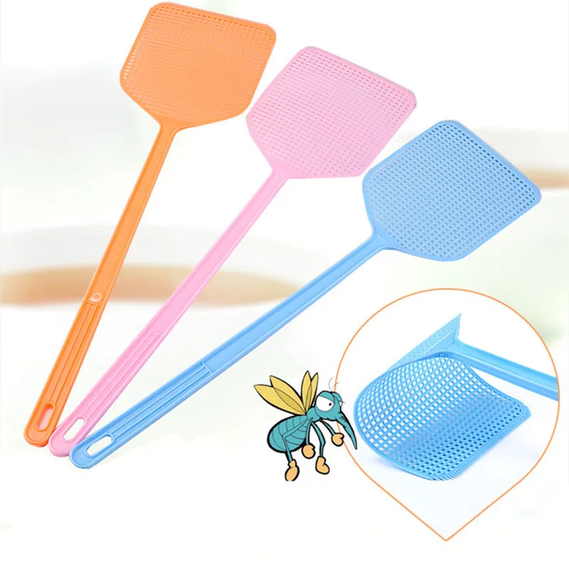 1 шт. пластиковая мухобойка с длинной ручкой случайный цвет|Мухобойки| |