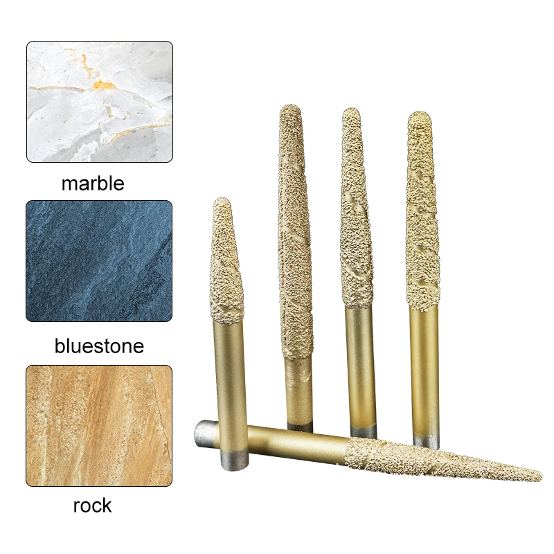 Конусная вакуумная паяная фреза для камня алмазная гравировальная фрезерная