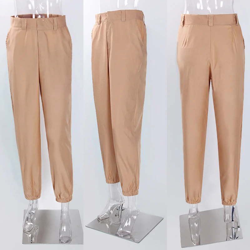 

Women Casual Sports Harem Pants Fashion Street High Waist Wide Leg Hip Hop Lady Loose Pockets Trousers Black Khaki White WS4279V