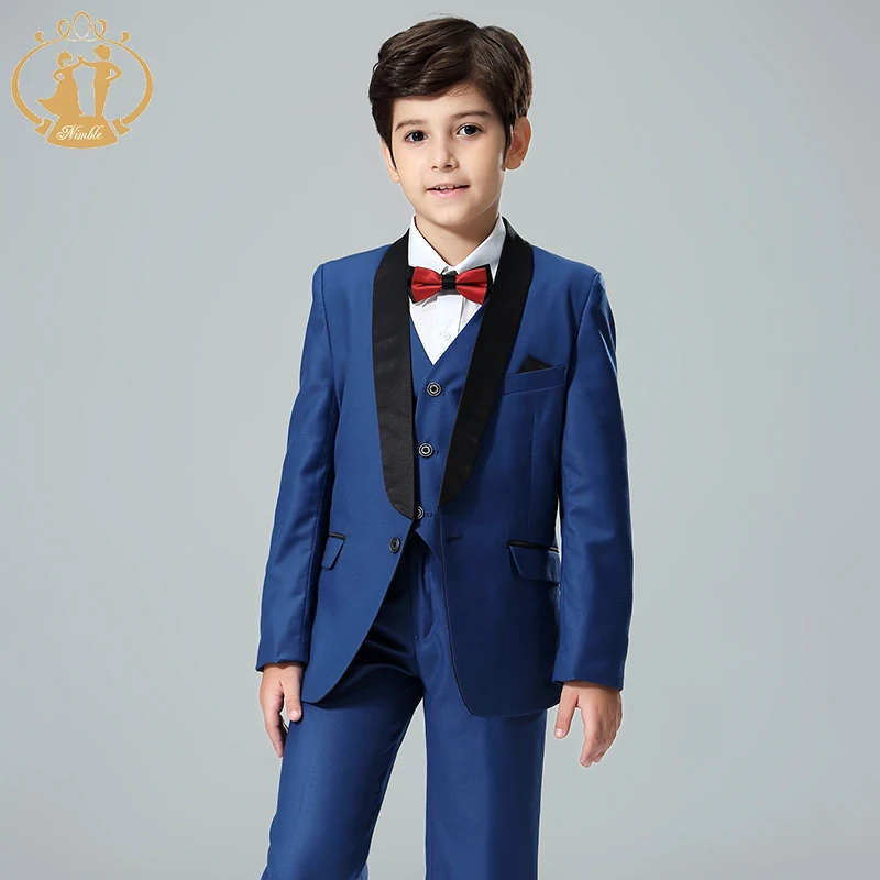 Nimble синий костюм для мальчиков Enfant Garcon детский Свадебный Блейзер смокинг 3