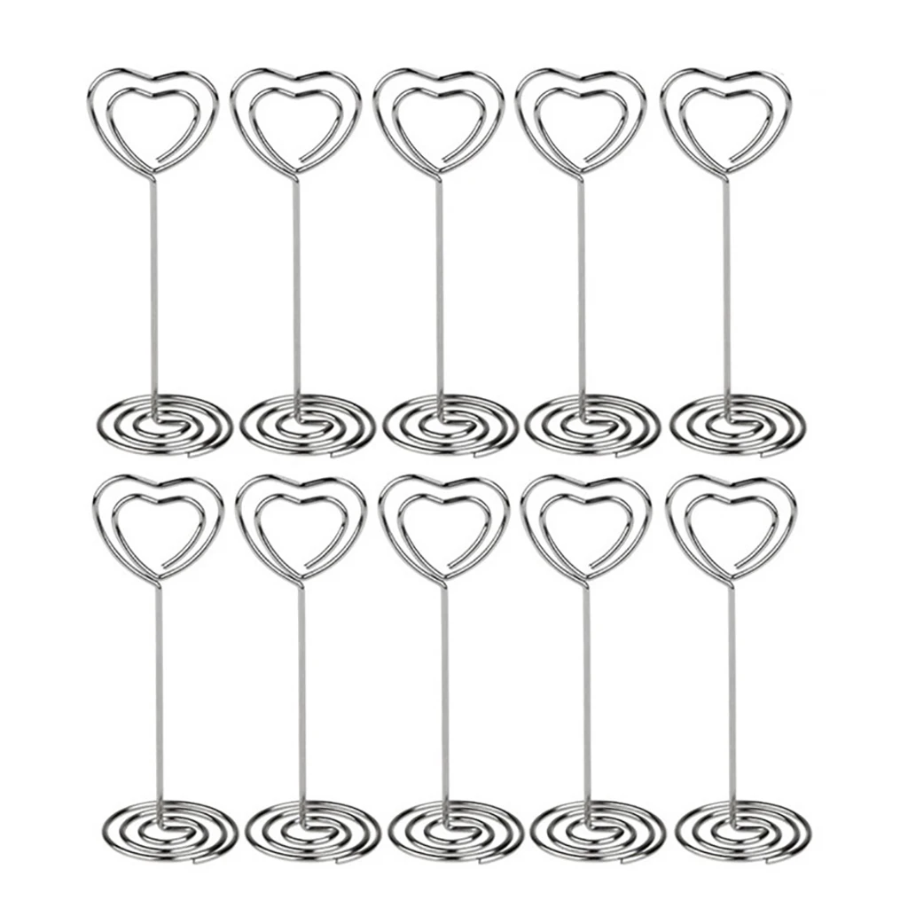Silver 10 шт., держатель для карт, держатель для карт, подставки, зажимы для бумаги, для меню, для фотографий, заметок, держатель для фотографий, свадебные украшения - Цвет: Silver