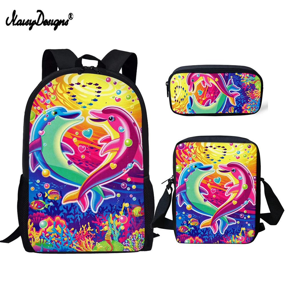 Новая школьная сумка для детей и подростков с дельфинами