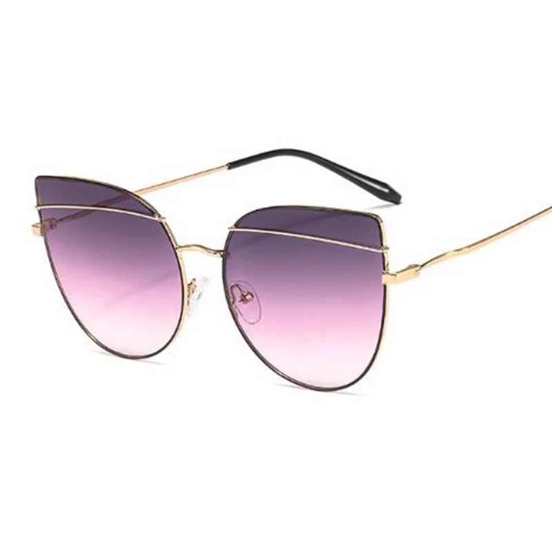 Женские солнцезащитные очки кошачий глаз с металлической оправой - купить по