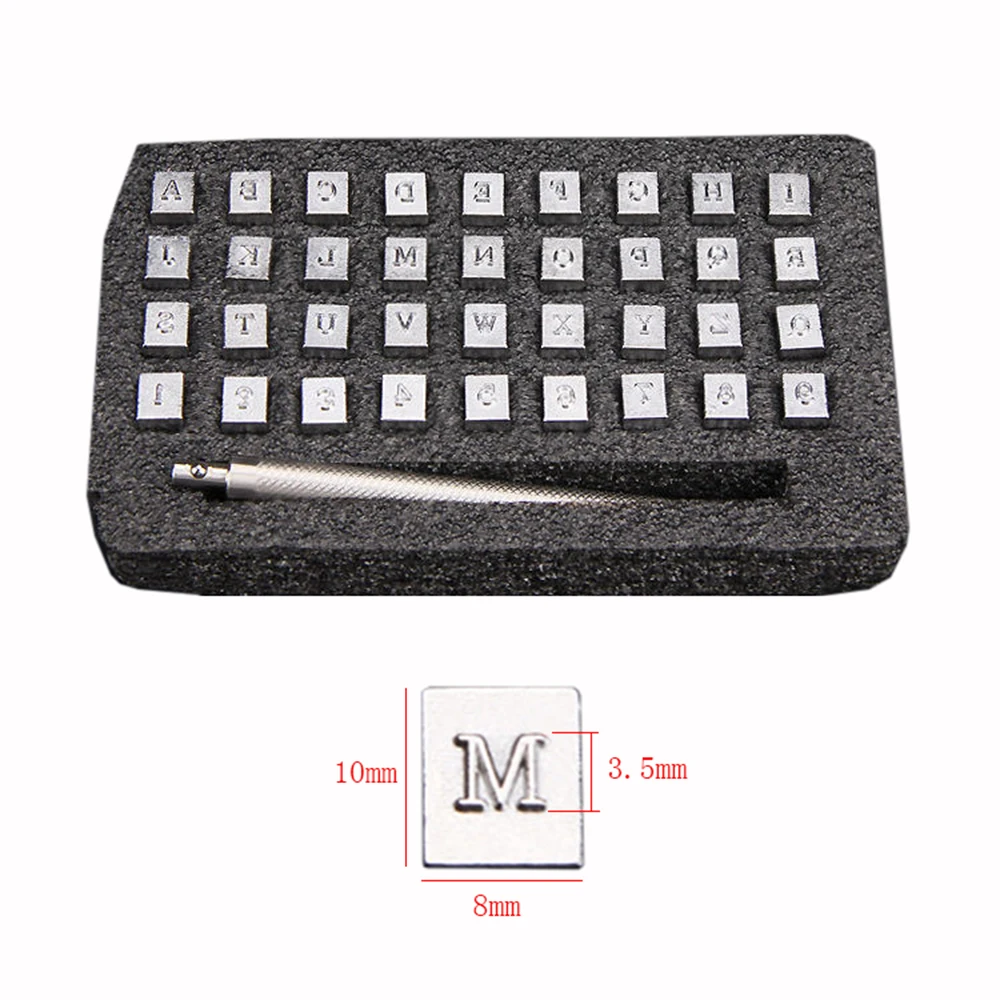 Набор кожаных штампов с буквами и цифрами 36 шт. набор для тиснения кожи алфавит