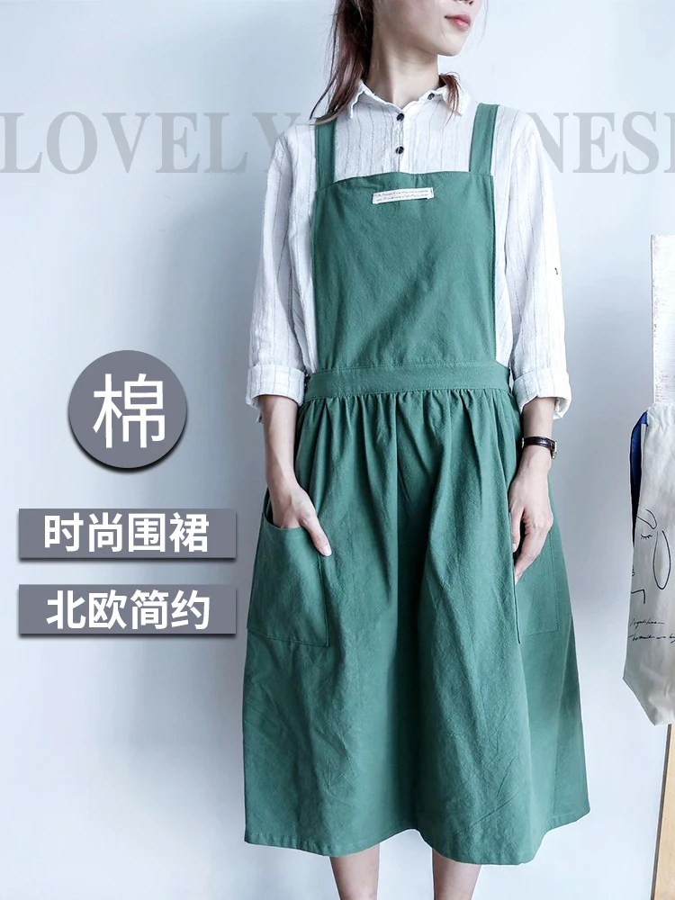 

Children's apron custom logo printing smock cotton female fashion cute Japanese Korean version of the kitchen overalls