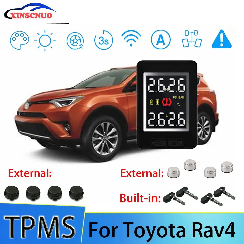 

XINSCNUO Car TPMS For Toyota Rav4 Tire Pressure And Temperature Monitoring System With 4 Sensors
