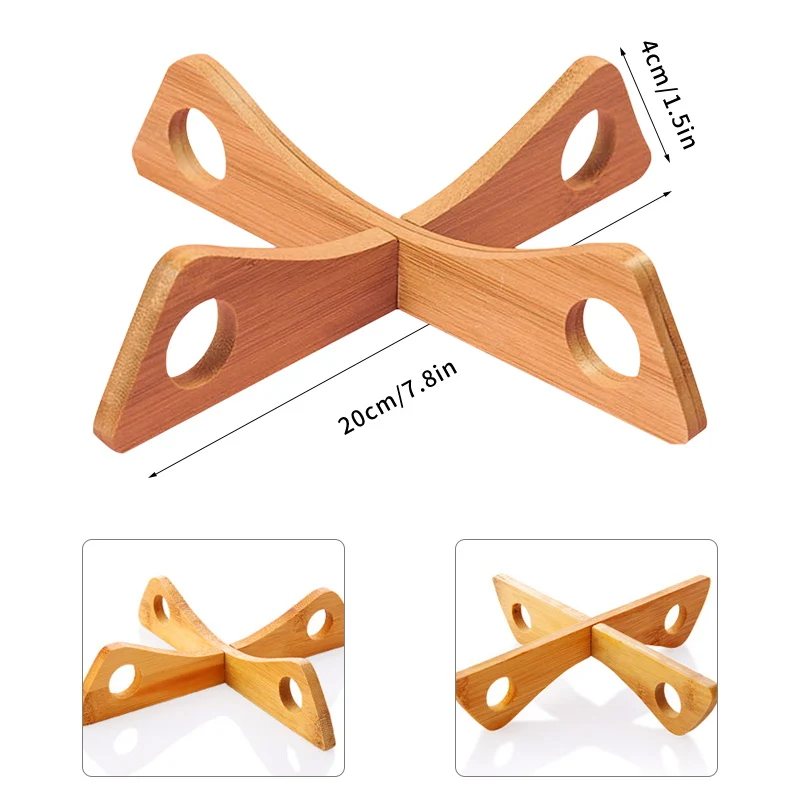 Fypo Detachable Wood Table Mat Kitchen Pot Heat Insulated Cooling Dish Potholders Gadget Holder Tray Rack Gadgets | Дом и сад
