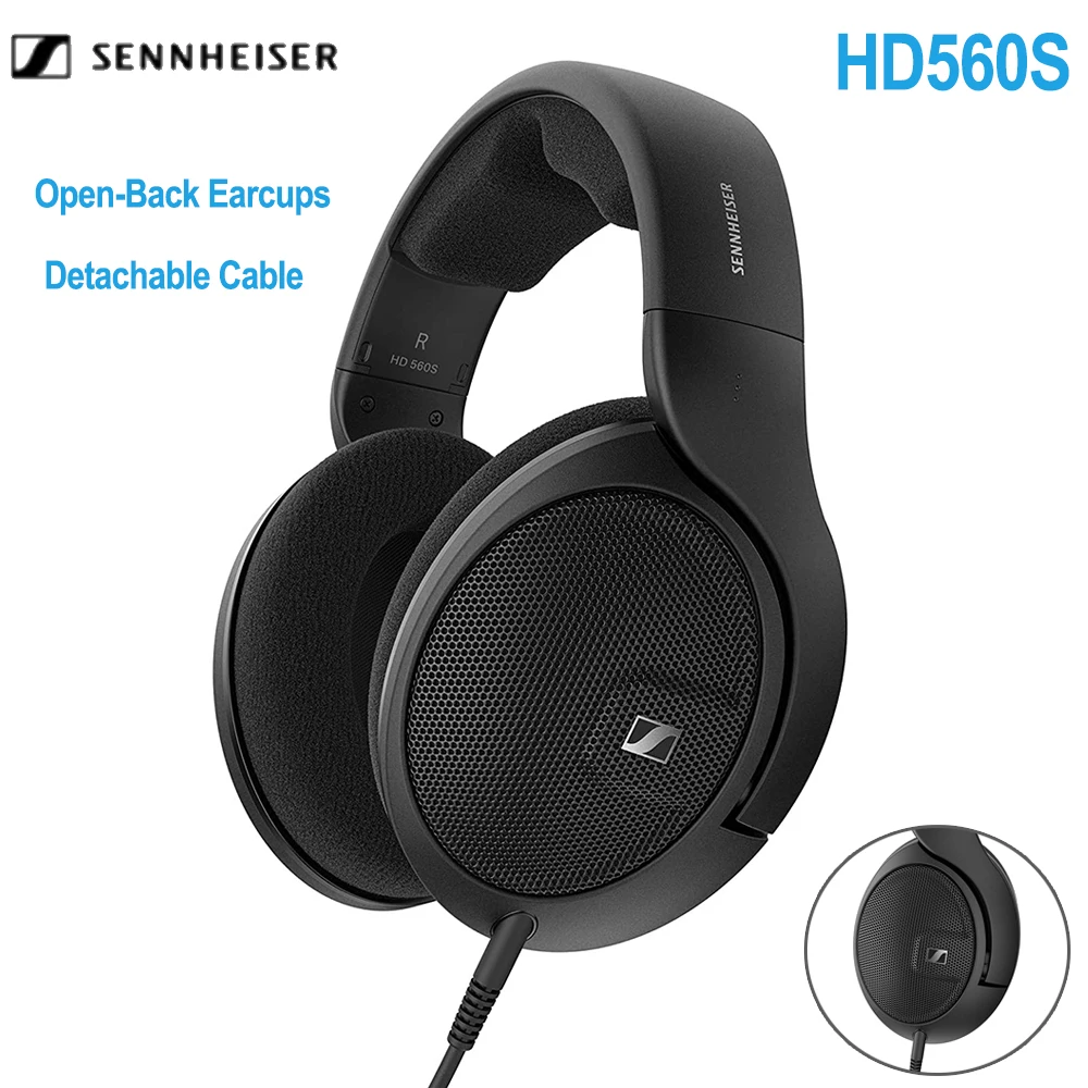 Sennheiser-auriculares audiófilos HD 560s, cascos sobre la oreja, respuesta de frecuencia neutra, campo de sonido, auriculares con espalda abierta, Cable desmontable