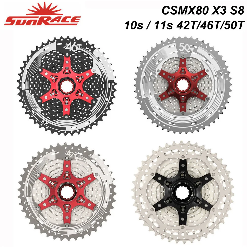 Sunracing 10s 11s MTB велосипед свободного хода 11-42 T 46T 50 T, CSMX80 S3 X3 S8 X8 кассеты, 10 11 скоростей широкоугольный Велосипед маховик