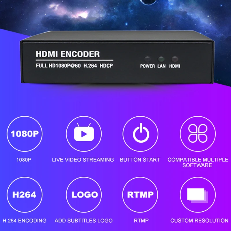 

Independent audio RTMP RTSP iptv video streaming encoder support 4 live streaming platforms