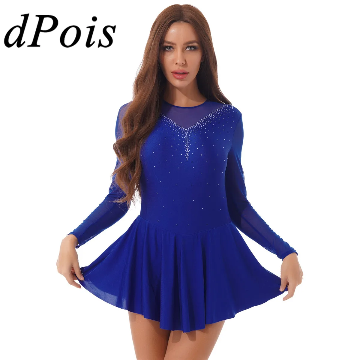 

Adult Ballet Tutu Dress Ballet Mesh Rhinestone Figure Ice Skating Dress Gymnastics Leotards For Women Lyrical Costume Dancewear