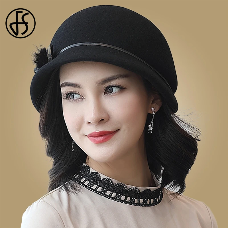 Женская зимняя винтажная шляпка Колокол из шерсти норки|Женские фетровые шляпы| |