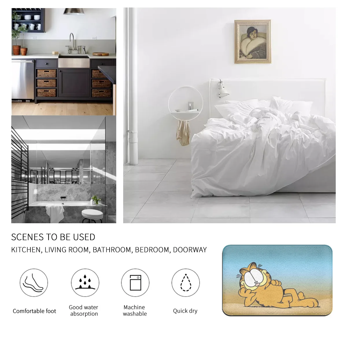 

Garfield Cat Graphic Printed Flannel Room Bathroom Mat Doormat Size 40Cm By 60Cm Room Bedroom Home Decoration Free Shiping