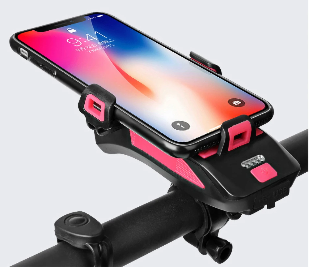 

Rechargeable Smart Headlight Phone Charger Bike Lamp Cycling FlashLight 3in1 Induction Bicycle Front Light Phone Holder Set USB