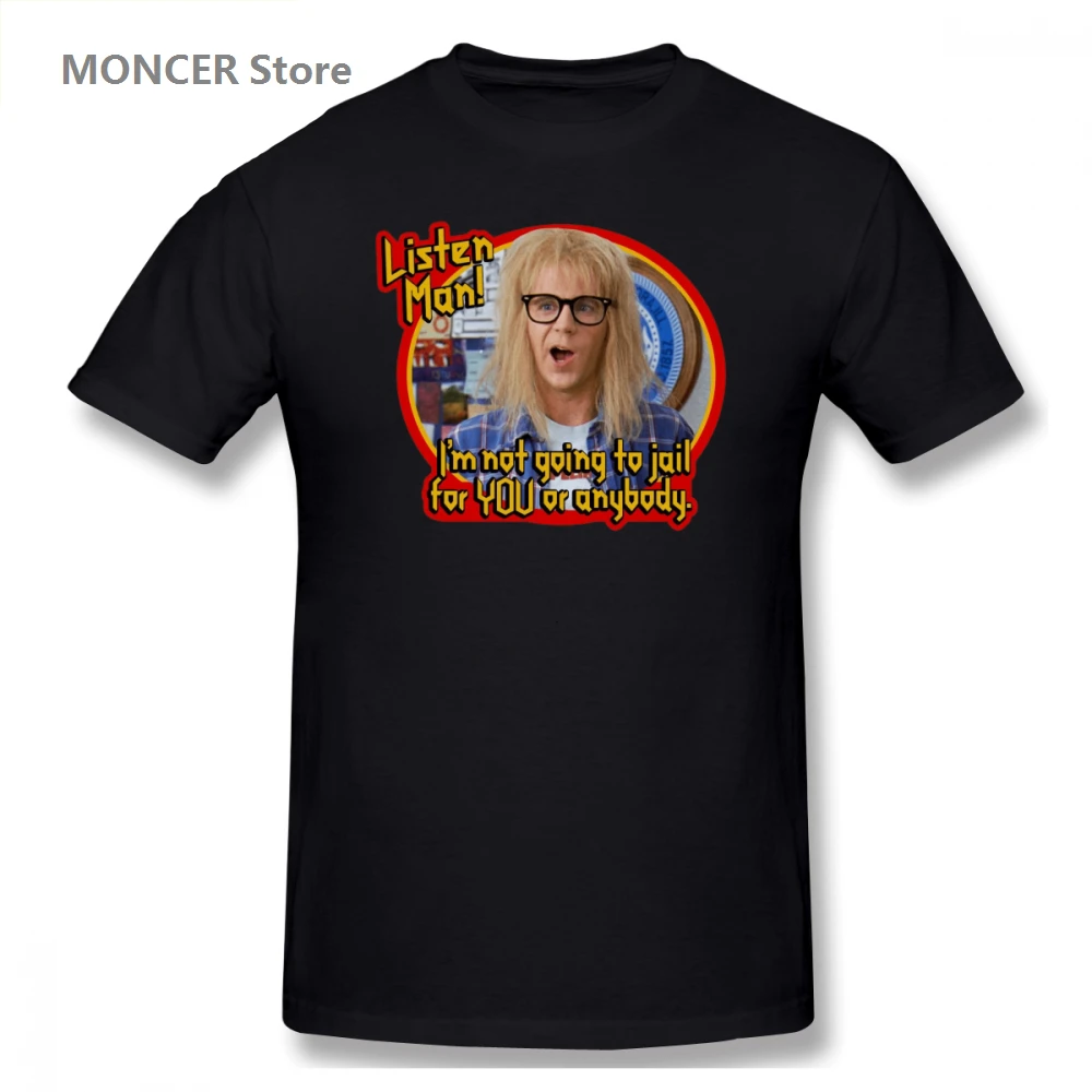 

Wayne S Worlds Waynes Worlds(2) Men's Basic Short Sleeve T-Shirt Graphic Funny Wayne's World Schwing Top tee