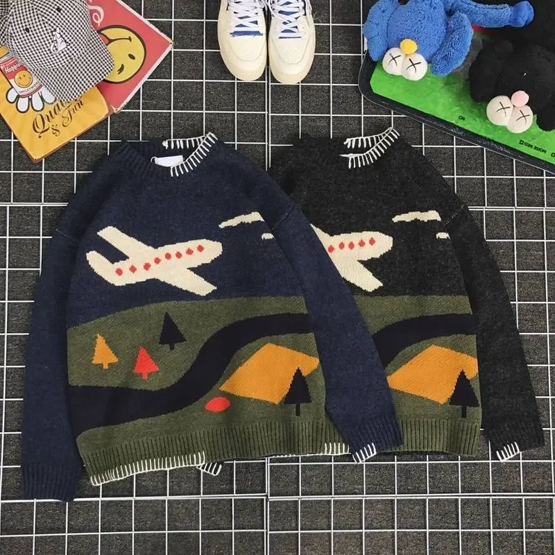 

2021Youth Men Moutain Winter Wool Sweater Couple Pullover Mens O-Neck Knitted Clothes Male Women Casual Harajuku Oversized Tops