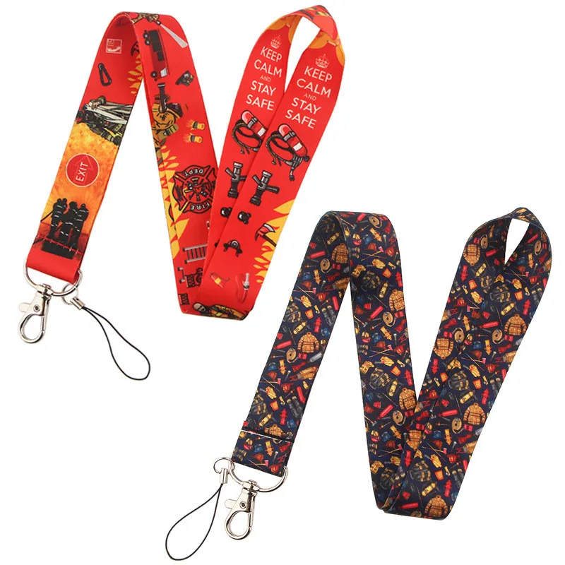 

New Firefighter Keychain Lanyard Credit Card ID Badge Holder Key Ring gadgets for men Travel Bank Bus Cool Rope