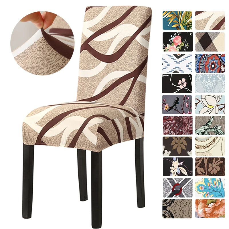 

Bohemian Style Print Chair Cover for Dining Room Banquet Wedding Kitchen Office Spandex Stretch Chair Covers Washable Anti-dirty