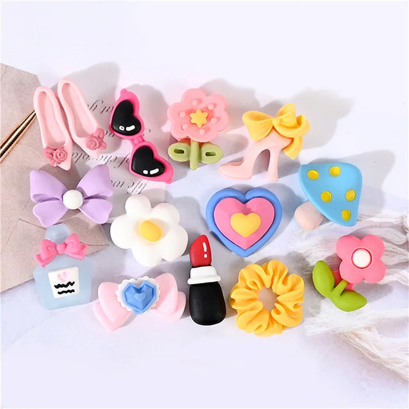 Julie Wang 20PCS Resin Girls Series Charms Mixed Flower Hair Ring High Heel Bowknot Perfume Jewelry Accessory Doll House Decor - купить по