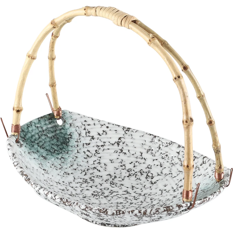 

Creative Japanese Ceramic Art Basket Restaurant Snack Plate Hotel Tableware Fruitschaal Retro Japanese Dish Decorative Plate