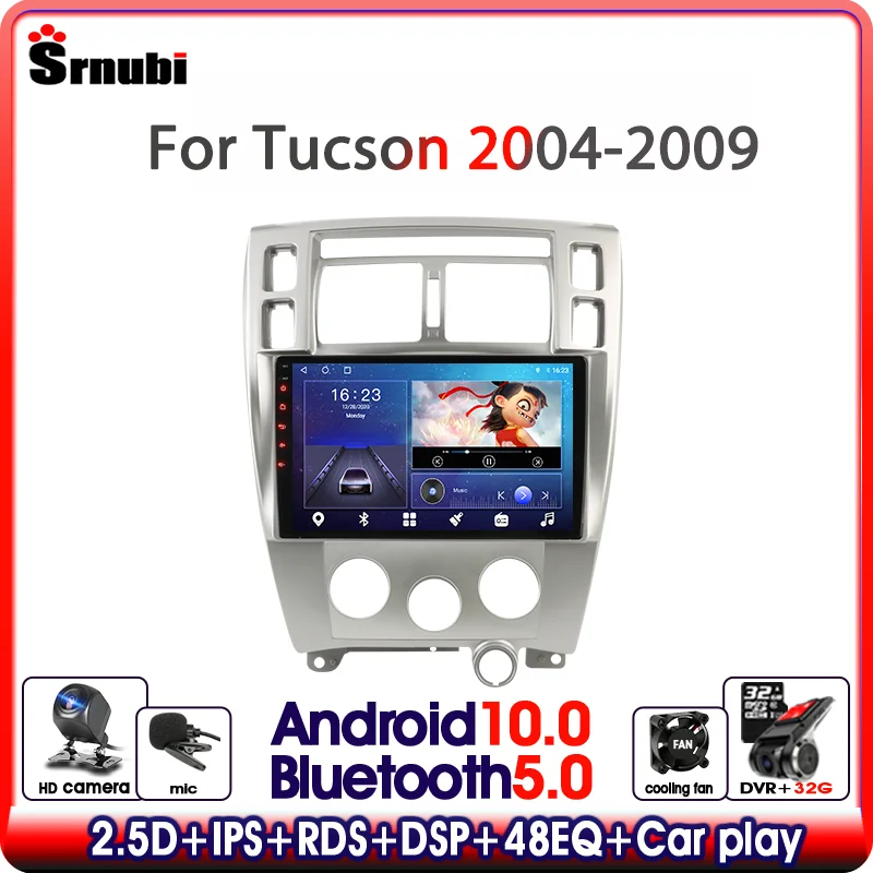Автомобильный радиоприемник Srnubi T10 на Android 10 для Hyundai Tucson 2004 2009 мультимедийный