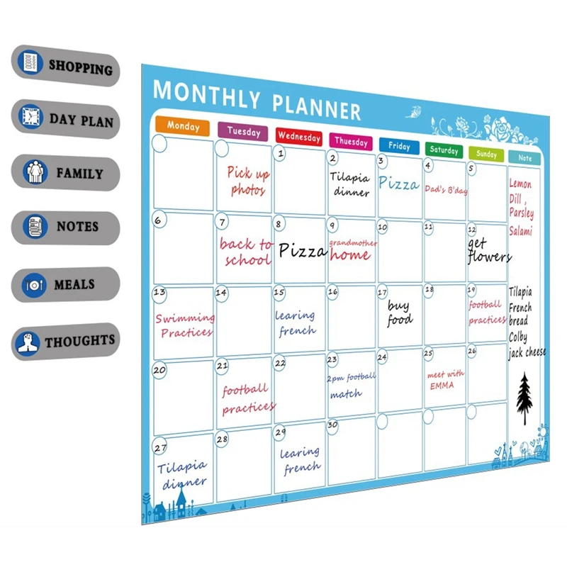 Магнитная доска для сухого стирания магниты холодильник список дел ежемесячный