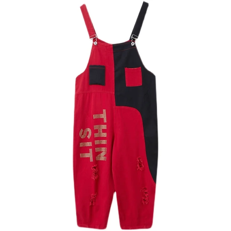 

Max LuLu 2021 Korean Style New Jeans Women Ripped Hip Hop Denim Overalls Ladies Holes Patchwork Jeans Female Trousers Big Size