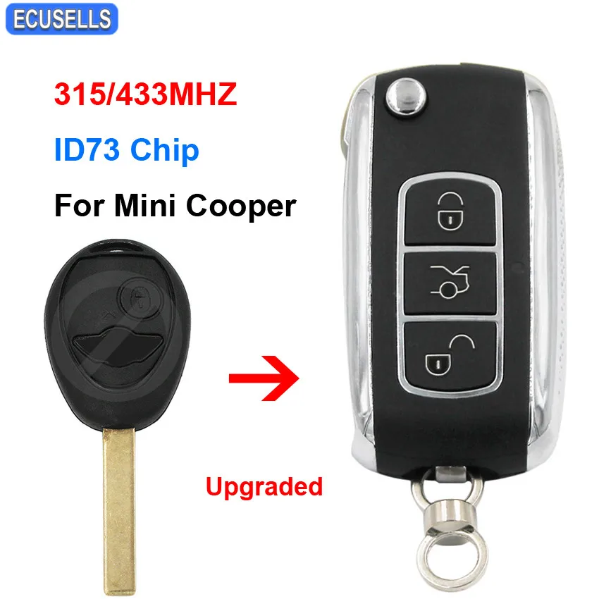 Улучшенная Складная флип микросхема 315 МГц или 433 ID73 для BMW Mini Cooper Rover 75 2002 2003 2004