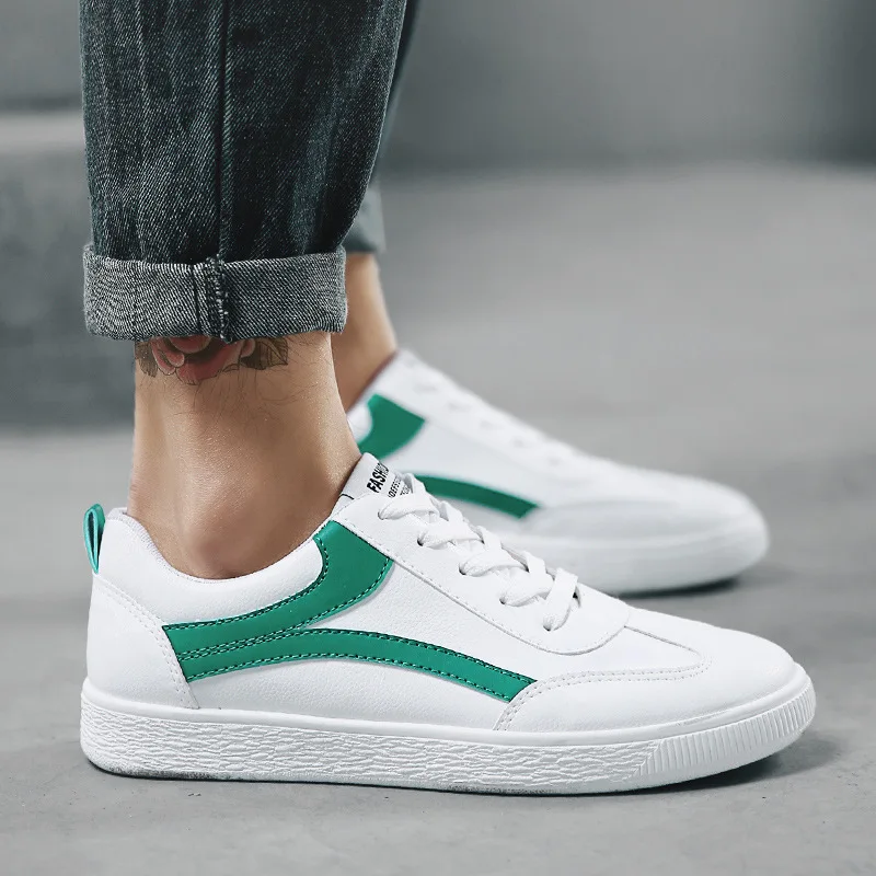 

Men white Sneakers Man Casual Shoes Breathable pu Leather Tenis Trainers Sports Mens Sneaker Handsome Basic Walking Shoes ST476