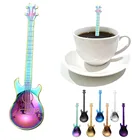 Кофейная ложка, гитарные ложки из нержавеющей стали, радужная кофейная чайная ложка, столовые приборы, инструменты для питья, домашняя кухонная посуда без выцветания