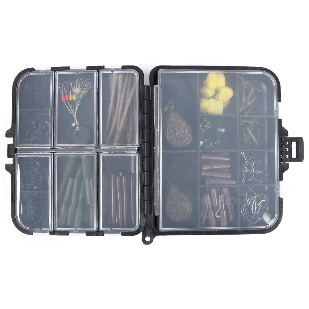 

253pcs Carp Fishing Tackle Kit Rubber Tube Lead Pendant Portable Carp Fishing Equipment Accessories Fish Hook Block Bean