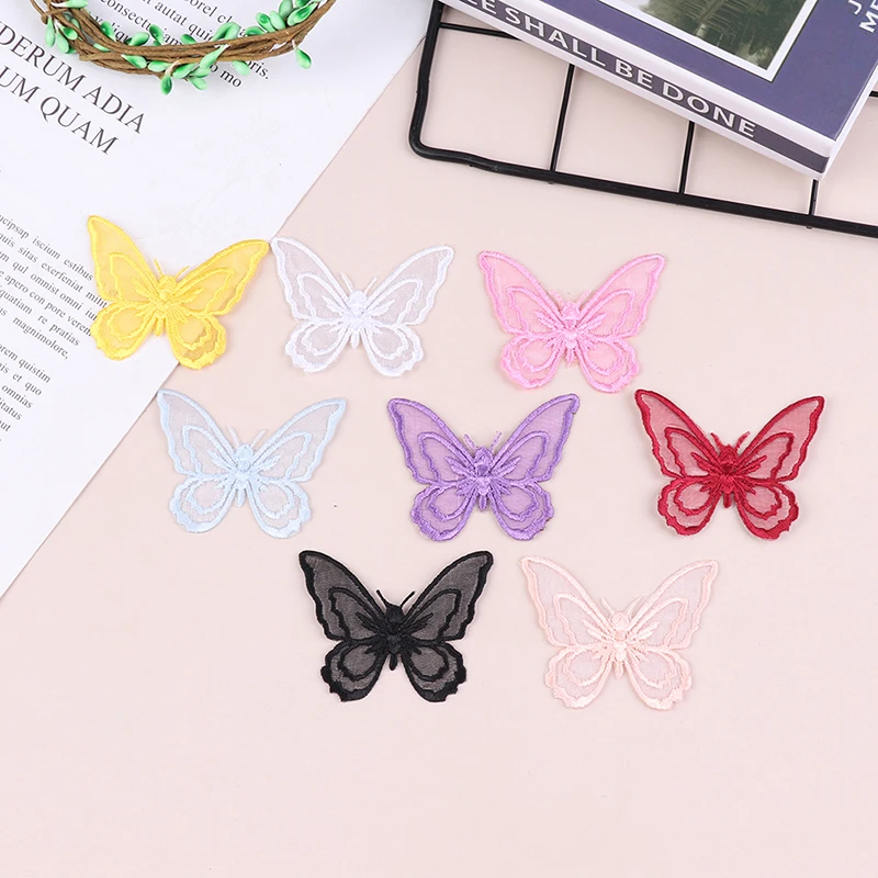 Вышитые Кружевные нашивки в виде бабочек для одежды свадебные декоративные