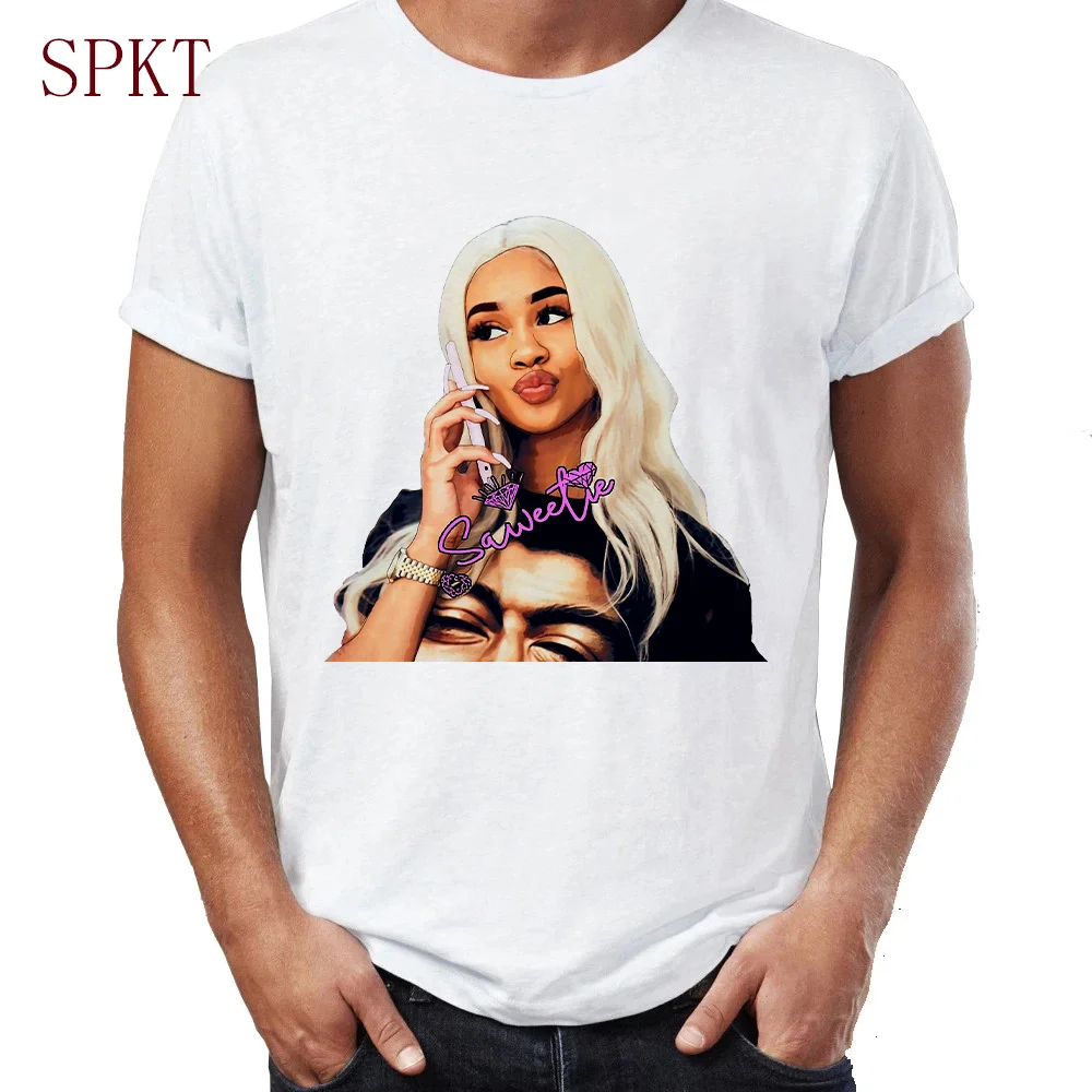 

Saweetie Icy graphics print T-shirt Sexy charming rapper picture t shirt Street hip-hop gothic punk style women/man T-Shirts