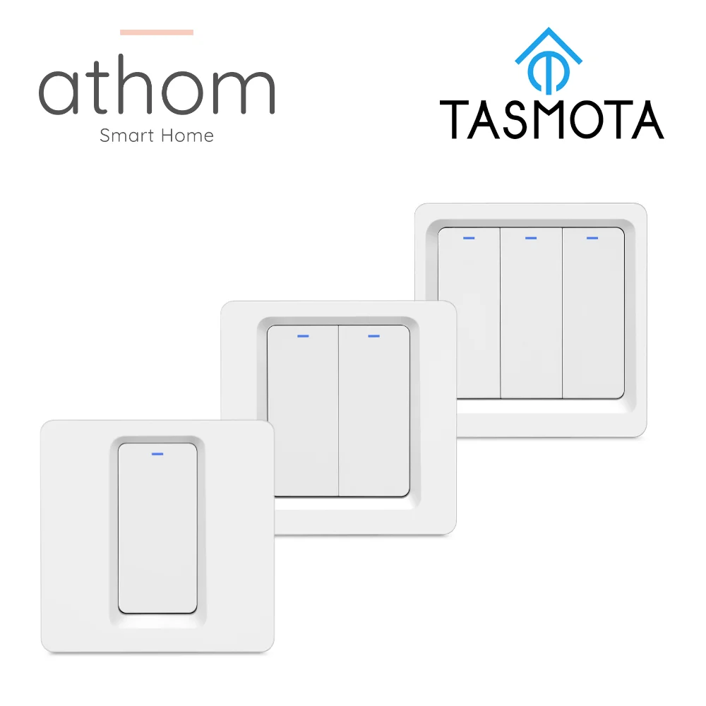 ATHOM предварительно вспышка Tasmota ESP8266, wi-fi переключатель, 1/2/3 клавиши, необходим нейтральный