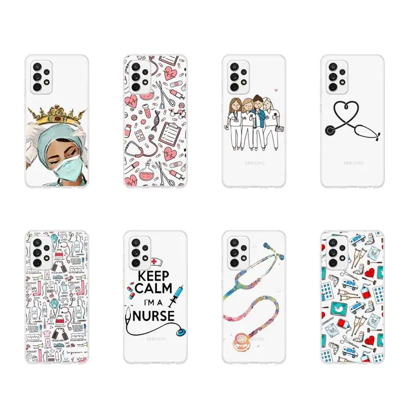 

Medicine Doctor Nurse cartoon Phone Case Transparent For Samsung Galaxy A S Note 9 10 51 50 71 70 80 20 21 30s ultra plus